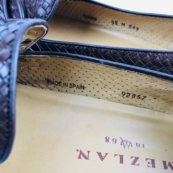 Mezlan Turing Mens size 9.5 M Loafers‎ Brown woven basket tassels dress loafers